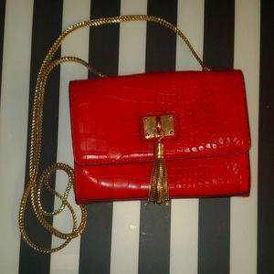 Aldo red snakeskin clutch